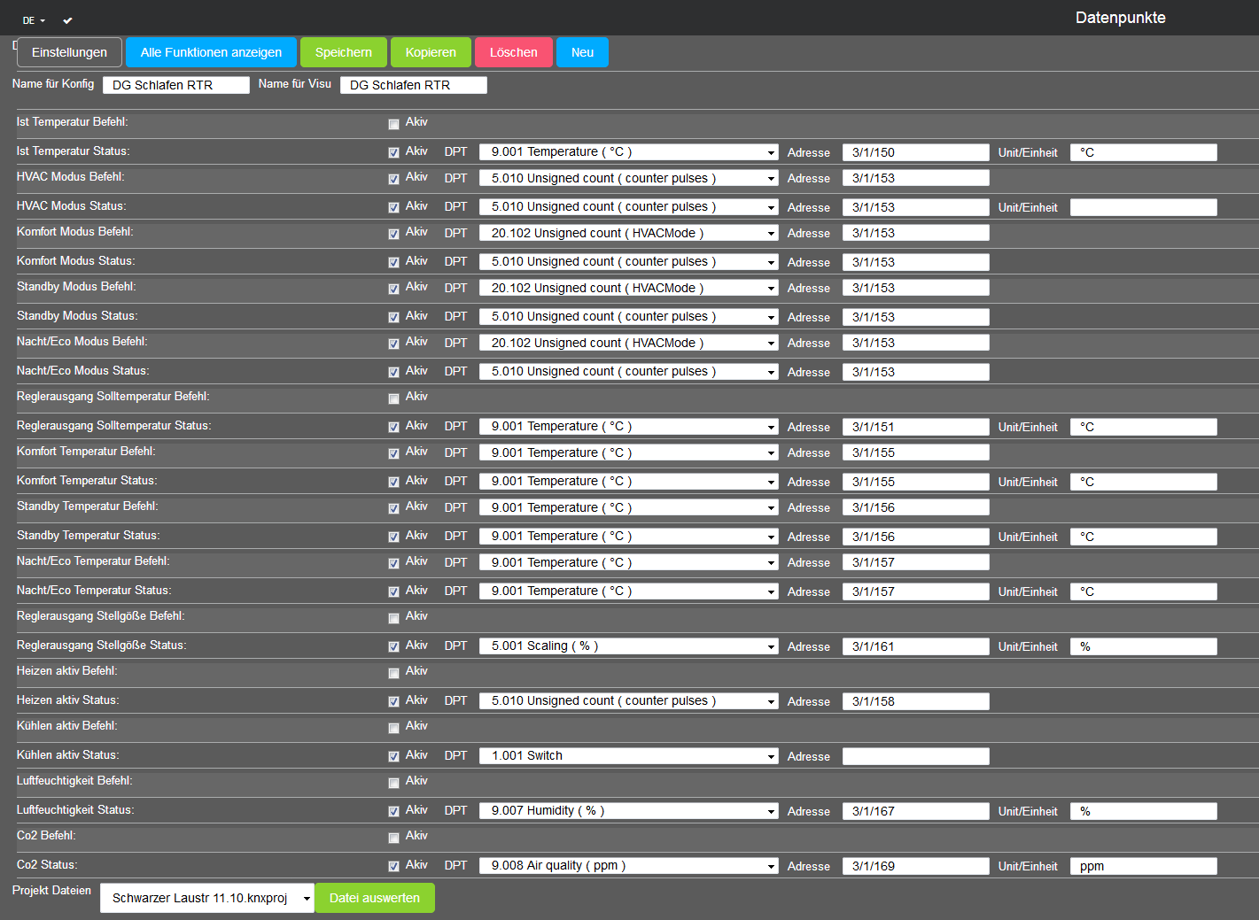 KNX RTR Datenpunkt Elsner